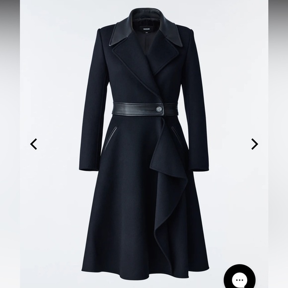 Mackage - 2-in-1 Double-Face Wool and Lamb Leather Coat with Detachable Skirt. - Picture 2 of 8
